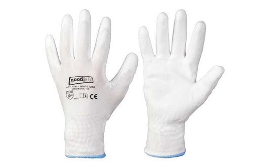 Feinstrick-Handschuhe mit PU-Beschichtung, weiß