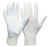 Feinstrick-Handschuhe mit PU-Beschichtung, weiß