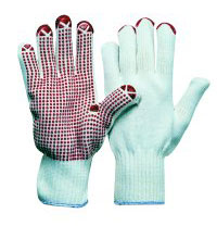 Strickhandschuhe, weiß mit roten Noppen