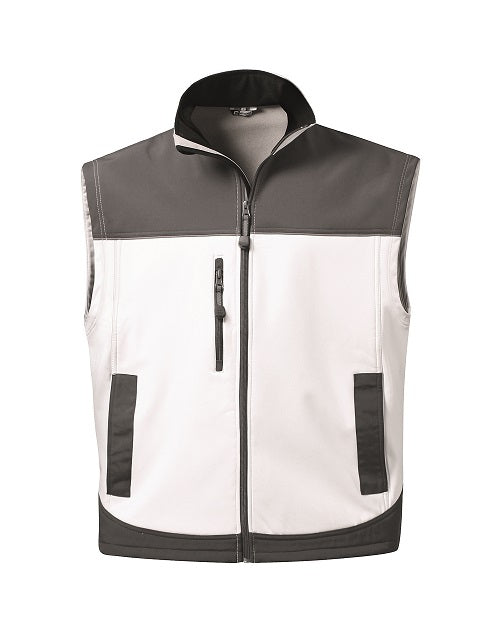 Softshell-Weste weiß/grau, mit Fleece-Innenseite