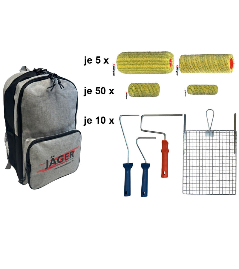 Jäger Premium Rucksack + Farbrollersortiment 151 Teile