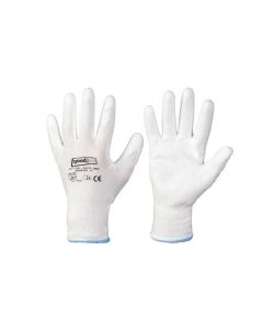 Feinstrick-Handschuhe mit PU-Beschichtung, weiß