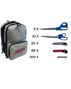 Jäger Premium Rucksack + Scheren-/Cuttermesser-Sortiment 332 Teile